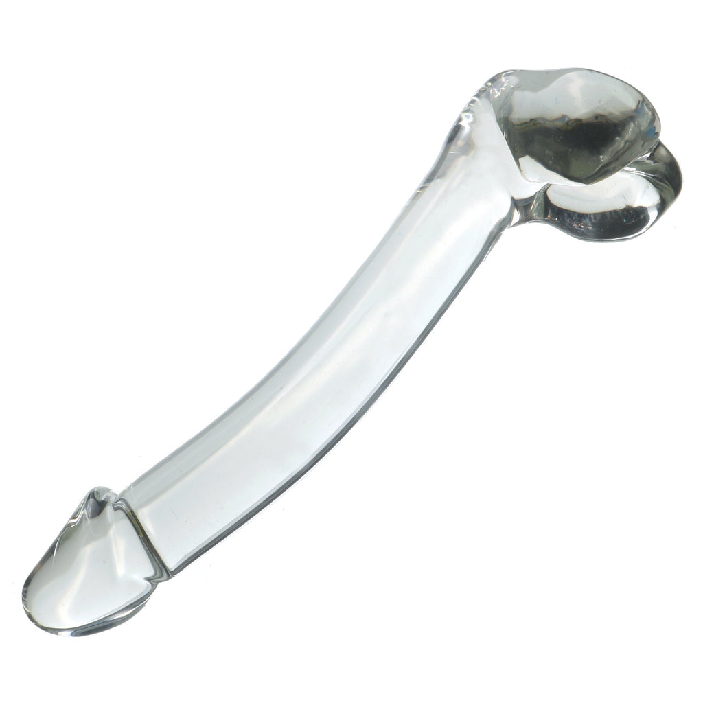 18 CM Gebogen Penis Klar Glasdildo
