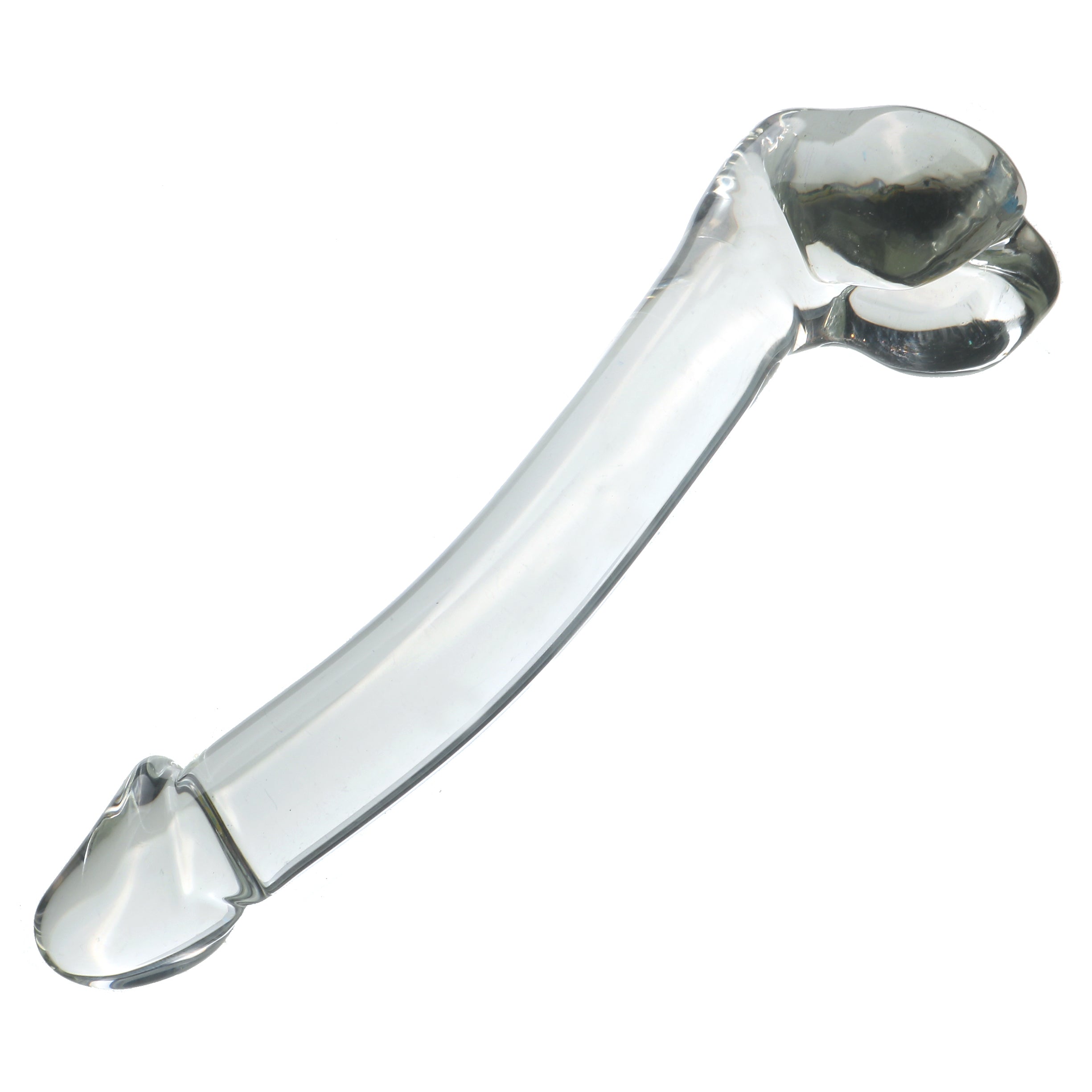 18 CM Gebogen Penis Klar Glasdildo