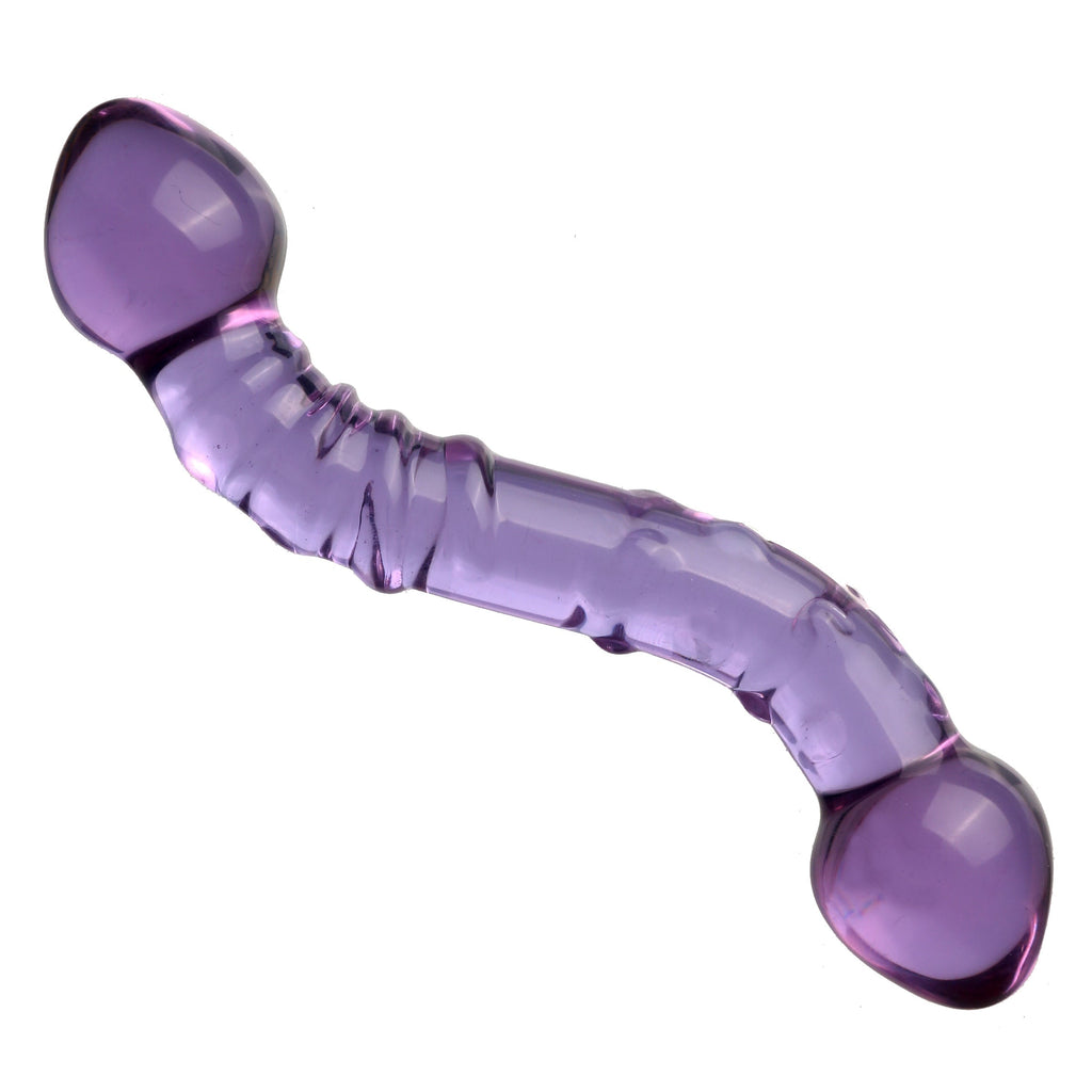 Lila Regen Gebogen Double Glasdildo