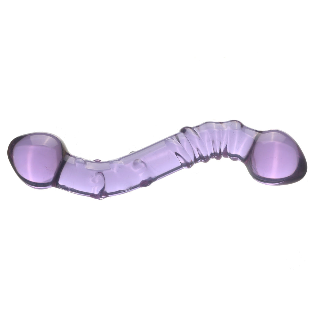 Lila Regen Gebogen Double Glasdildo