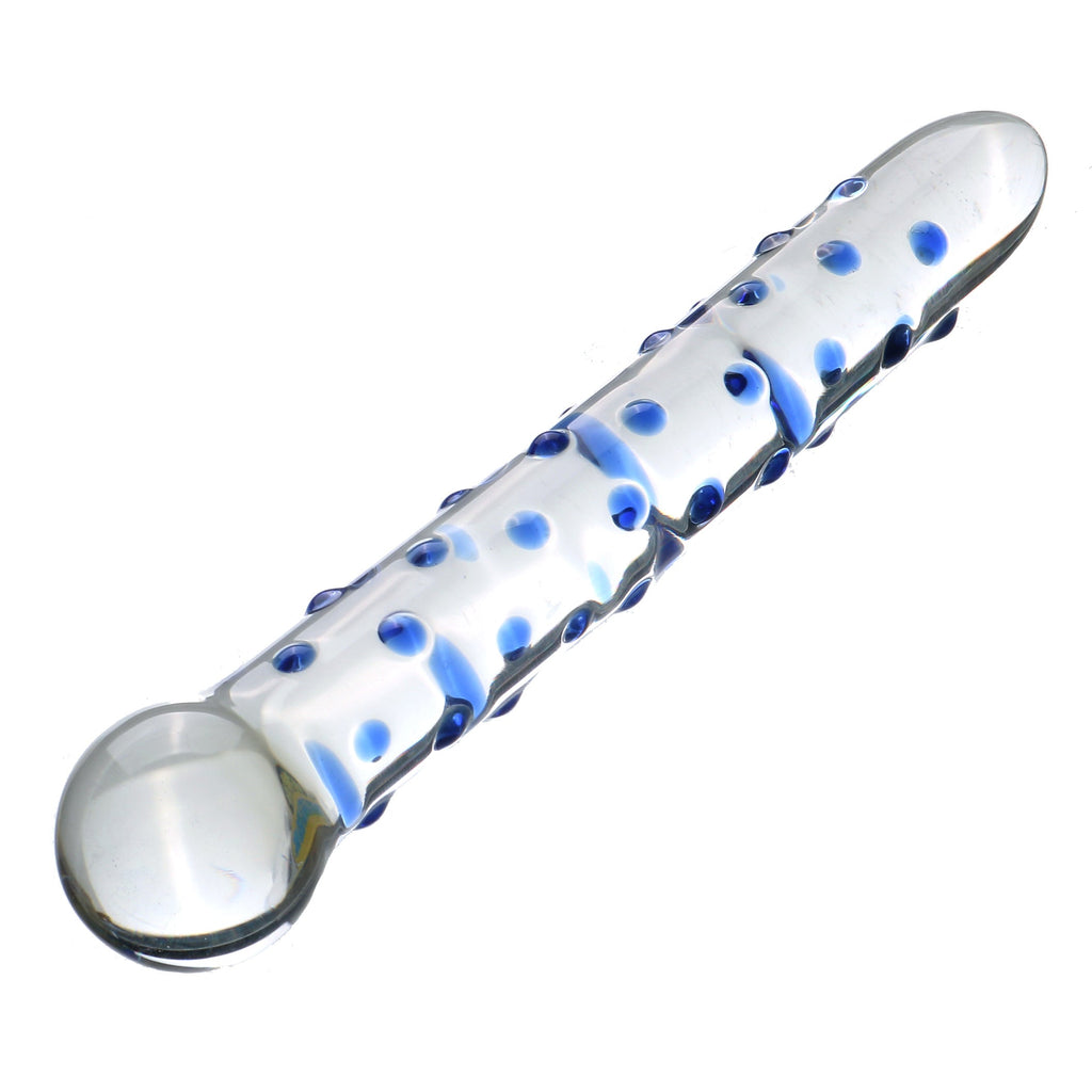 19 CM Blau Noppen Stäbchenförmig Glasdildo