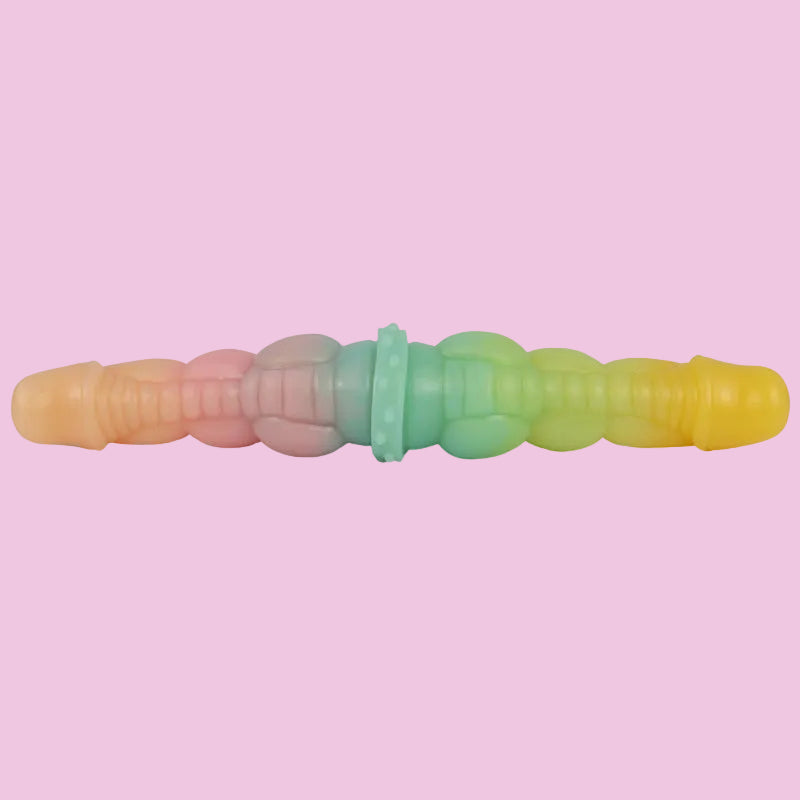 40 CM Rainbow Fantasy Lesbian Dragon Doppeldildo