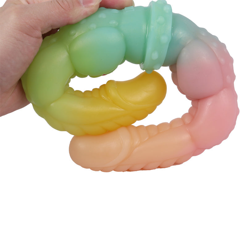40 CM Rainbow Fantasy Lesbian Dragon Doppeldildo