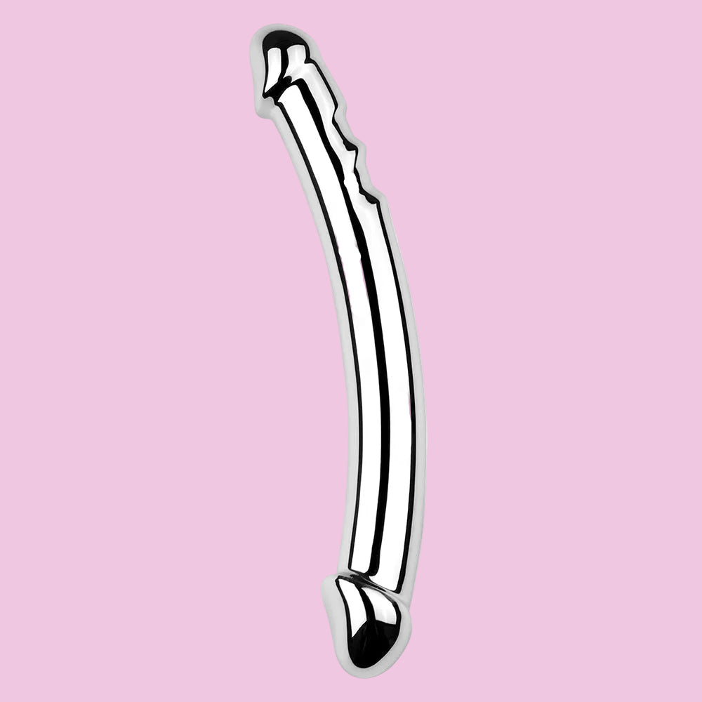 19 CM Edelstahl Doppeldildo Vollmetal Penis