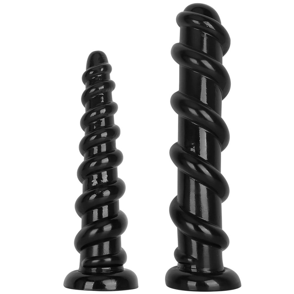 Black Gewindeartig Gerippt Dildo Huge Analplug
