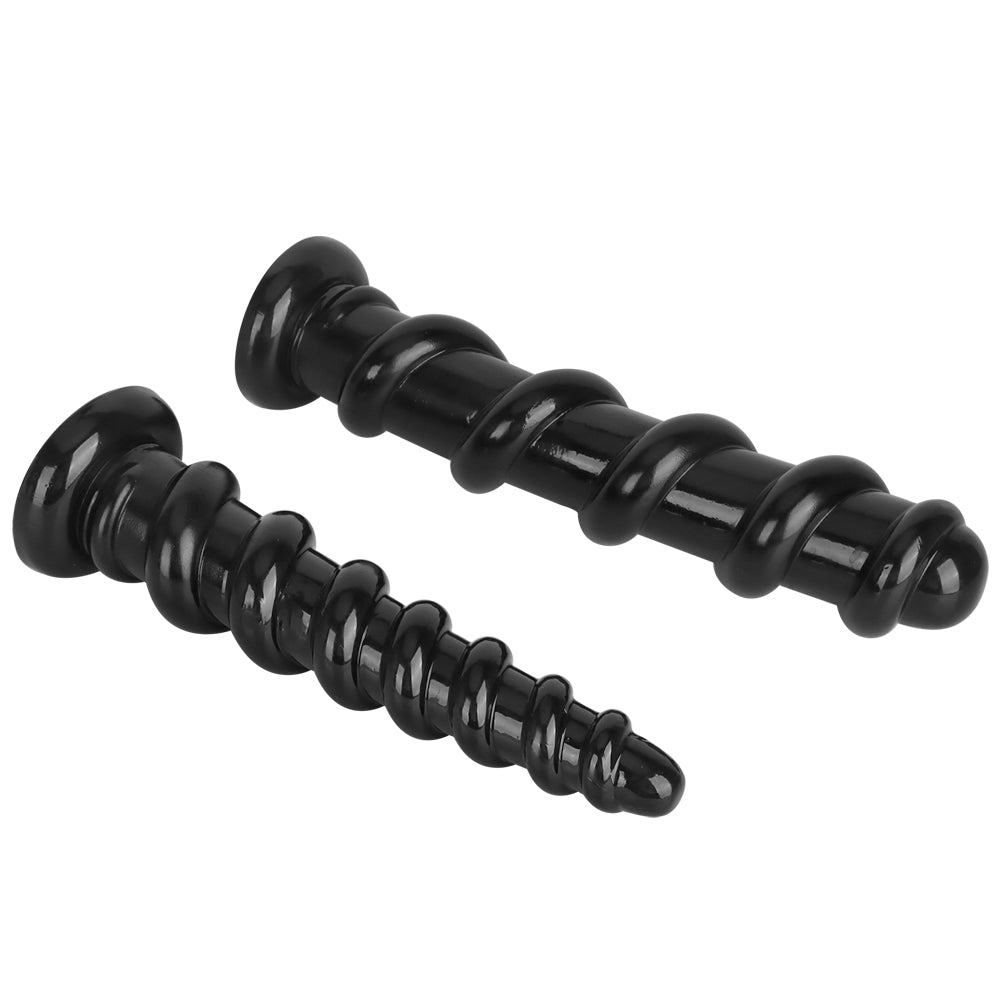 Black Gewindeartig Gerippt Dildo Huge Analplug