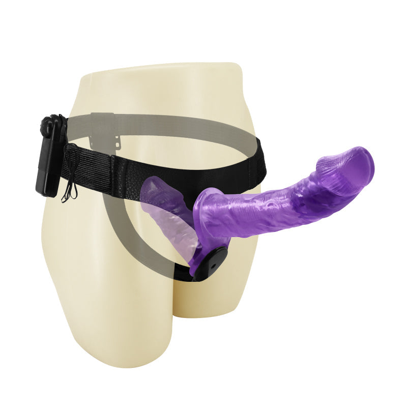 Lila Transparent Vibrator Doppeldildo Strap On