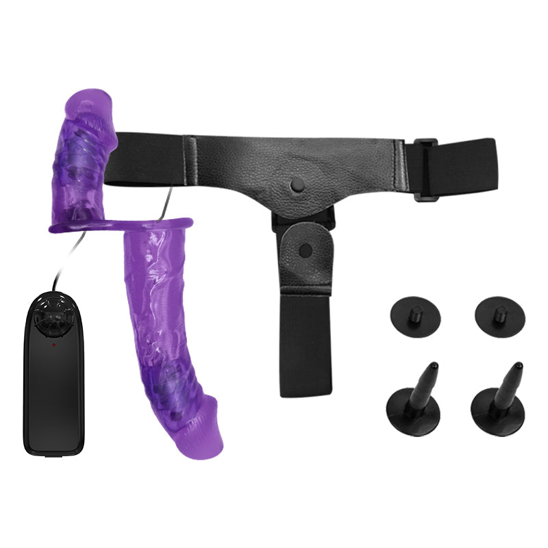 Lila Transparent Vibrator Doppeldildo Strap On