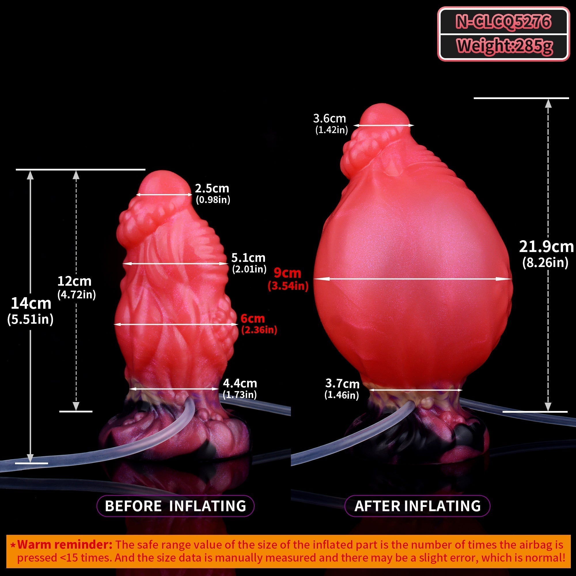 14 CM Kräftig Aufblasbar Squirting Rot Dragon Dildo