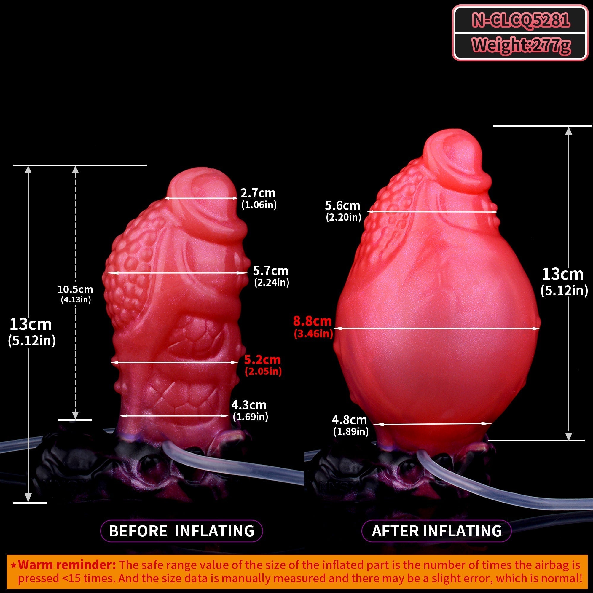 13 CM Rot Fantasy Aufblasbar Squirting Dragon Dildo