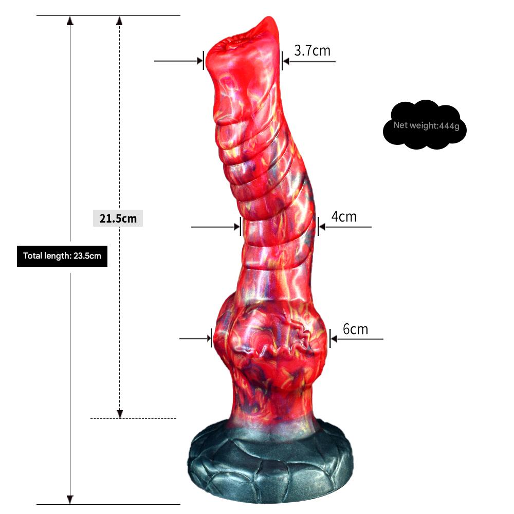 23 CM Monster Strukturiert Rot Knot Horsedildo