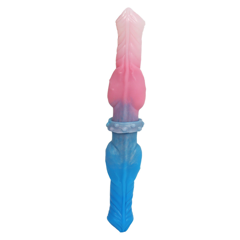 29 CM Rosa zu Blau Knotted Horse Doppeldildos