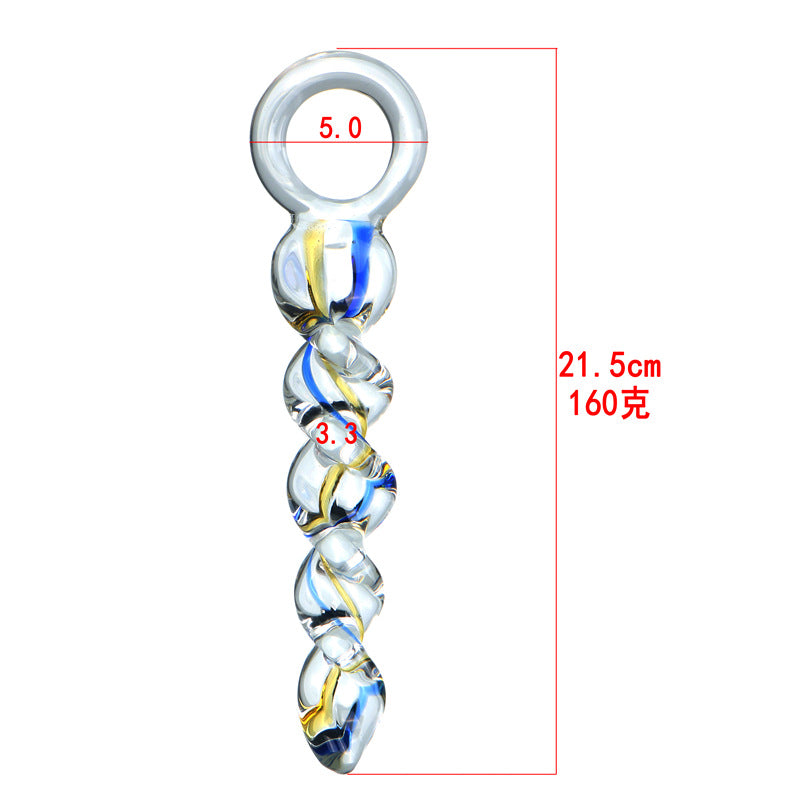 Gewindeform Klar Glatt Glasdildo mit Griff