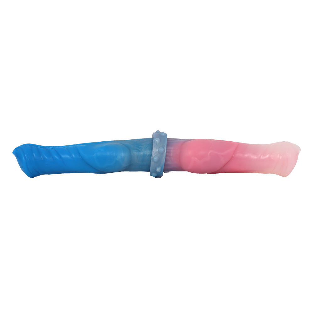 29 CM Rosa zu Blau Knotted Horse Doppeldildos