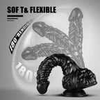 23 CM Black Textur Suction-Cup Dragon Dildo