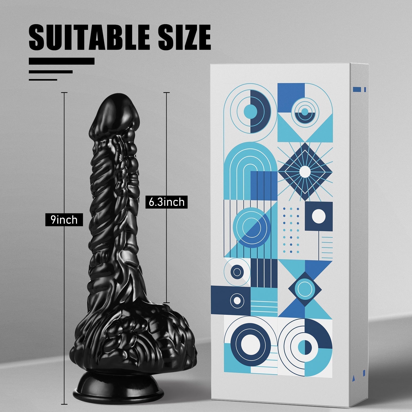 23 CM Black Textur Suction-Cup Dragon Dildo