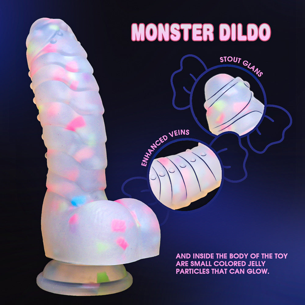 18 CM Strukturiert Leuchteffekt Monster Dildo Saugfuß