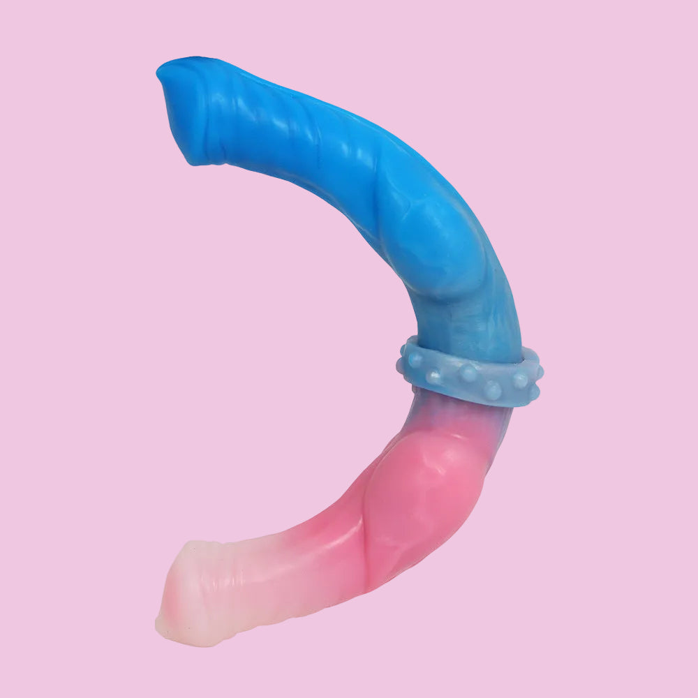 29 CM Rosa zu Blau Knotted Horse Doppeldildos