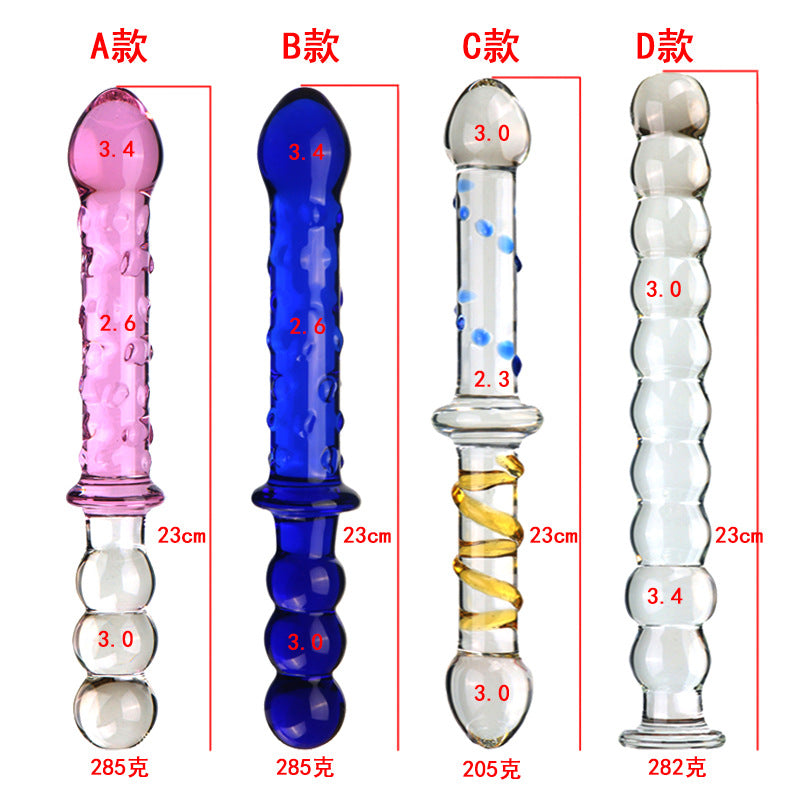 Beads Textured Glatt Double Ended Glasdildo