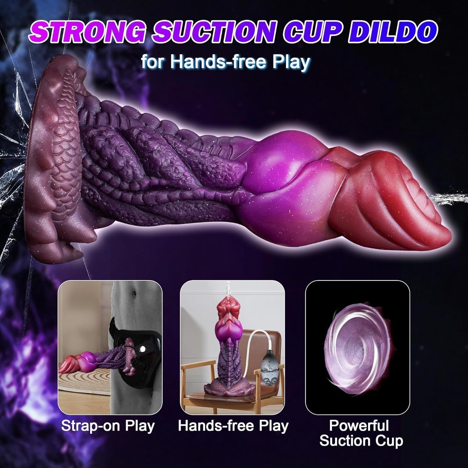 19 CM Lila Alien Squirting Knotted Dragon Dildo