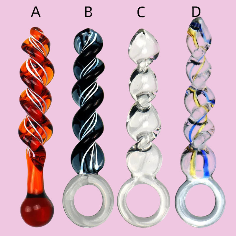 Gewindeform Klar Glatt Glasdildo mit Griff