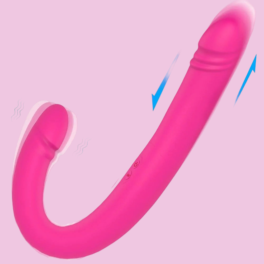 17.7 Inch Realistic Double-Ended Dildos For Anal Vagina Simulation Rose Red Dildo Vibrator