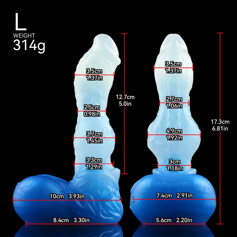 Versch Größen Eisblau Wolf Knotdildo
