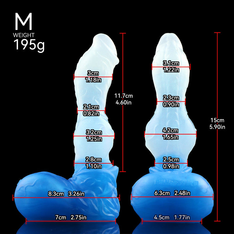 Versch Größen Eisblau Wolf Knotdildo