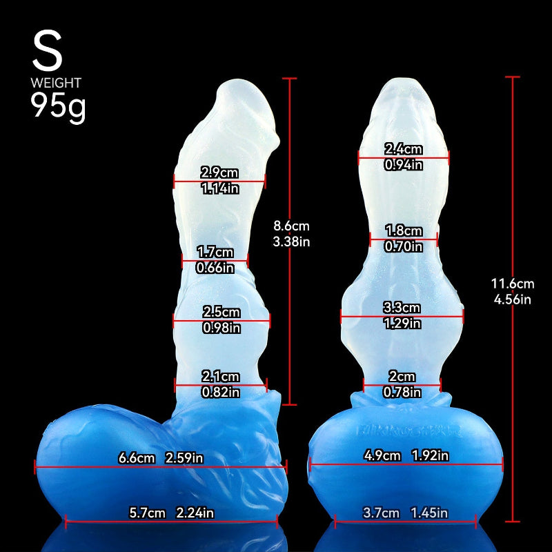 Versch Größen Eisblau Wolf Knotdildo