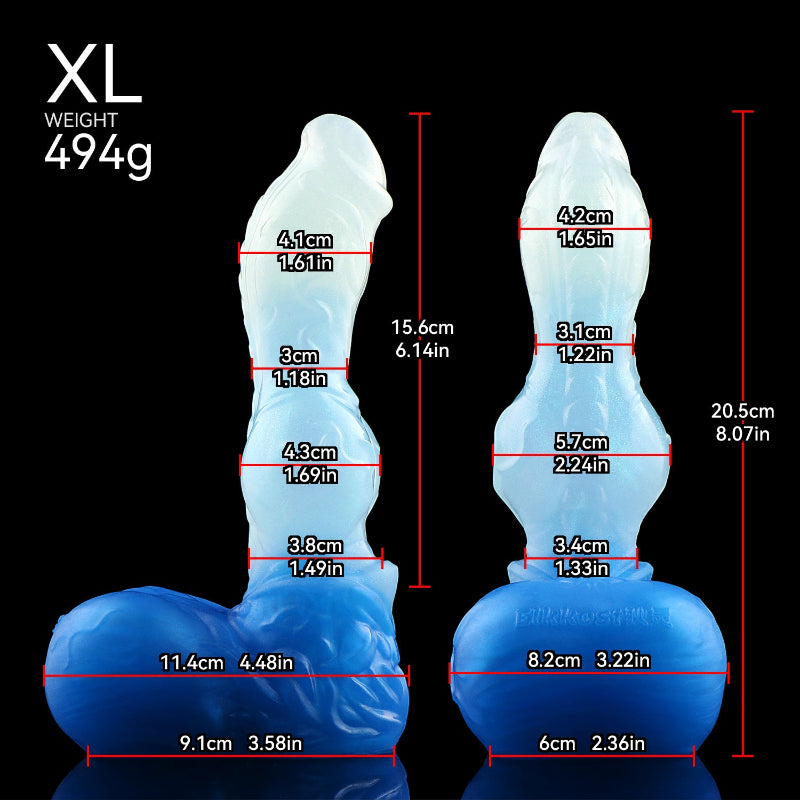 Versch Größen Eisblau Wolf Knotdildo