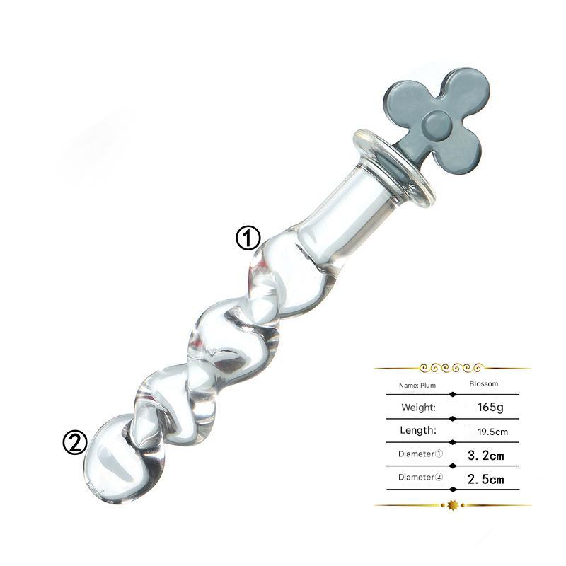 Klar Glatt Stäbchenförmig Glasdildo mit Griff