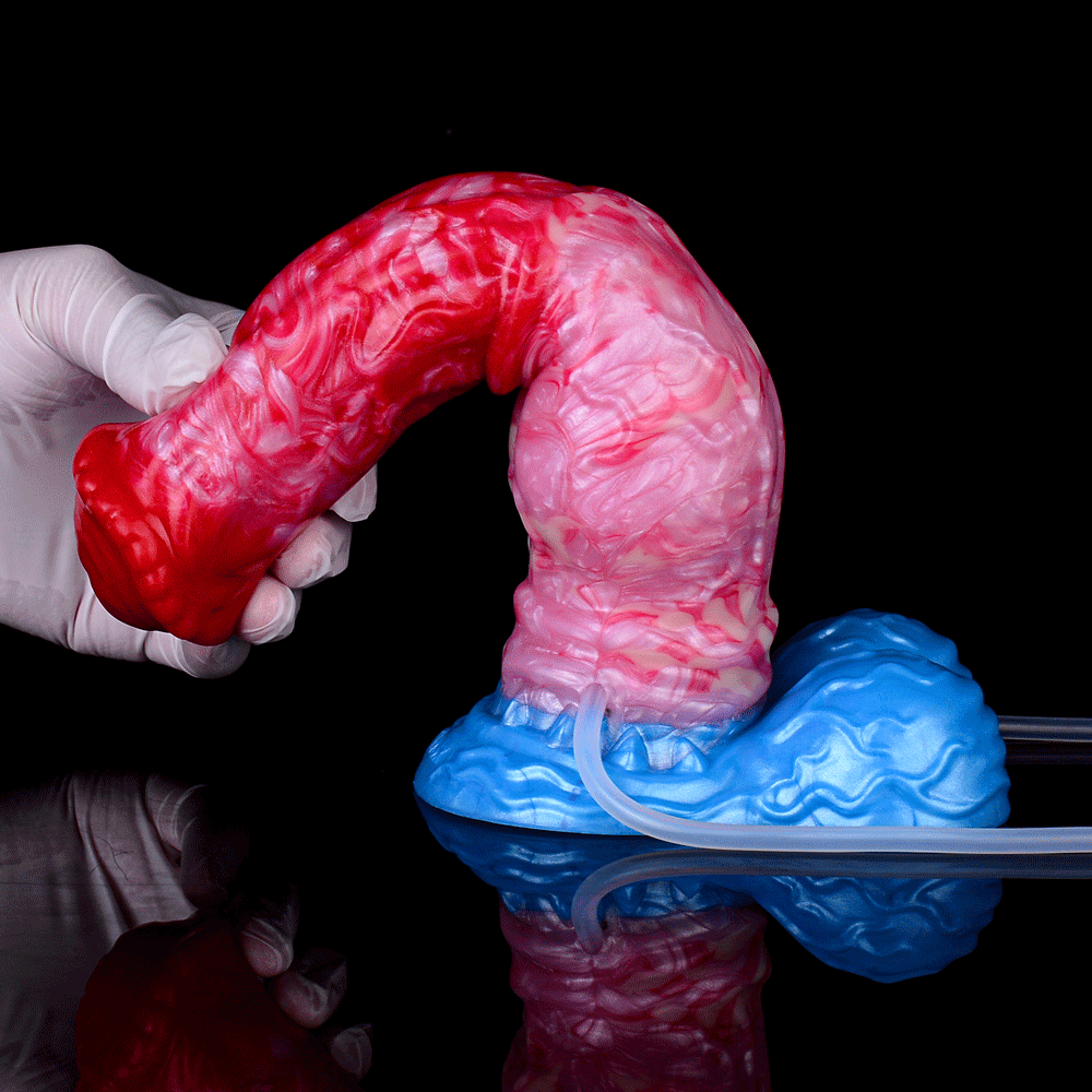 24 CM Rot Silikon Horesdildo Aufblasbarer Squirting Sextoys