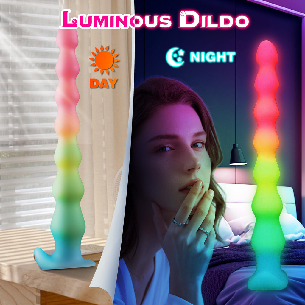 36CM Rainbow Beads Im Dunkeln Leuchtend Tentacle Dildo