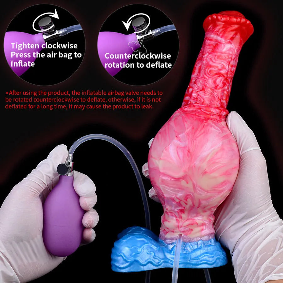 24 CM Rot Silikon Horesdildo Aufblasbarer Squirting Sextoys
