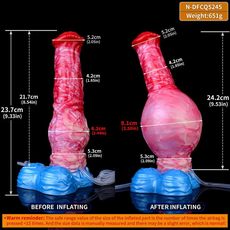 24 CM Rot Silikon Horesdildo Aufblasbarer Squirting Sextoys