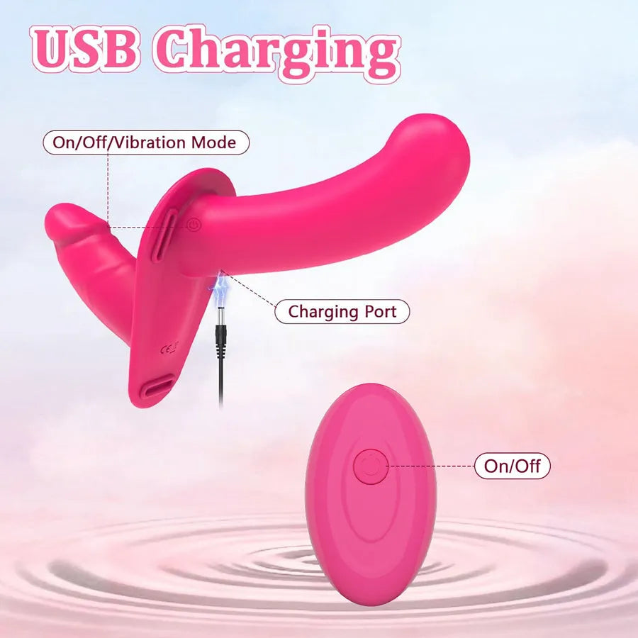 Remote Control Vibratir Strapless Doppeldildos Strap on
