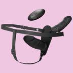 Remote Control Vibratir Black Strap On Doppeldildo
