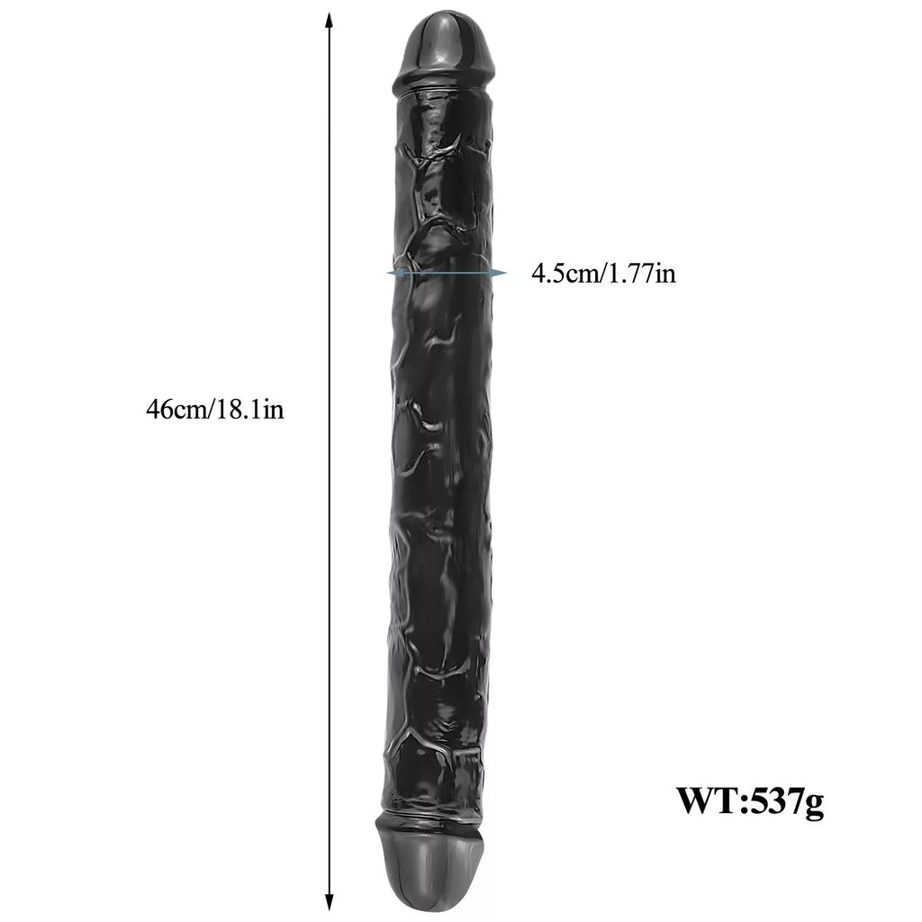 46 CM Schwarz long Realistic Strukturiert Doppeldildo