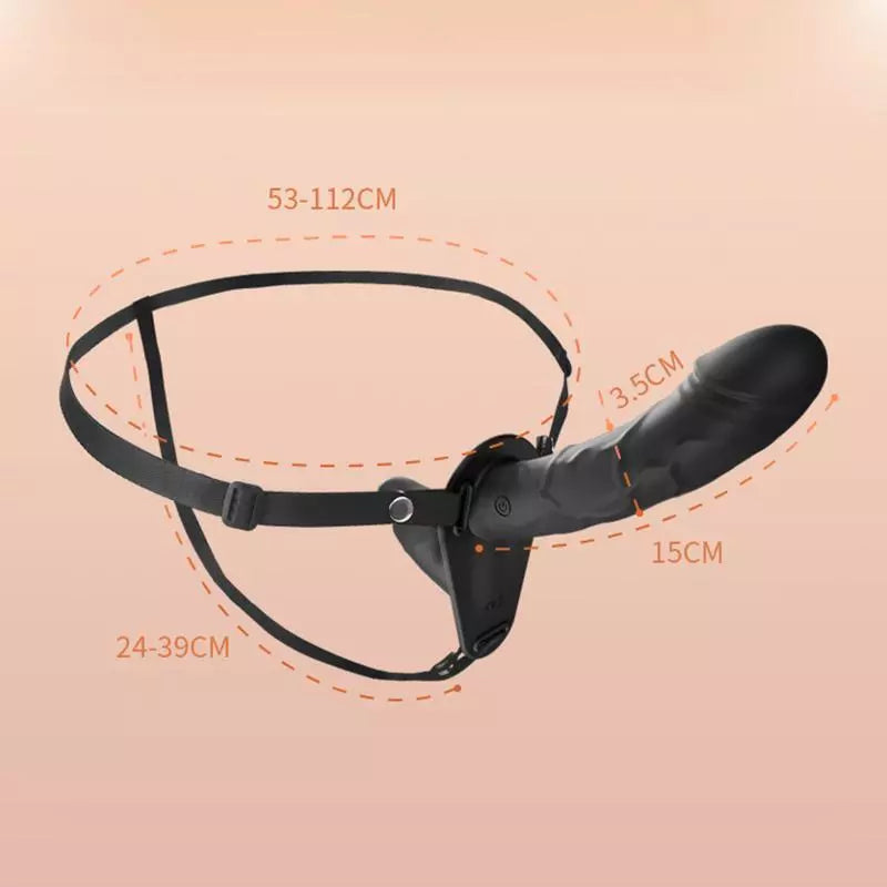 Remote Control Vibratir Black Strap On Doppeldildo
